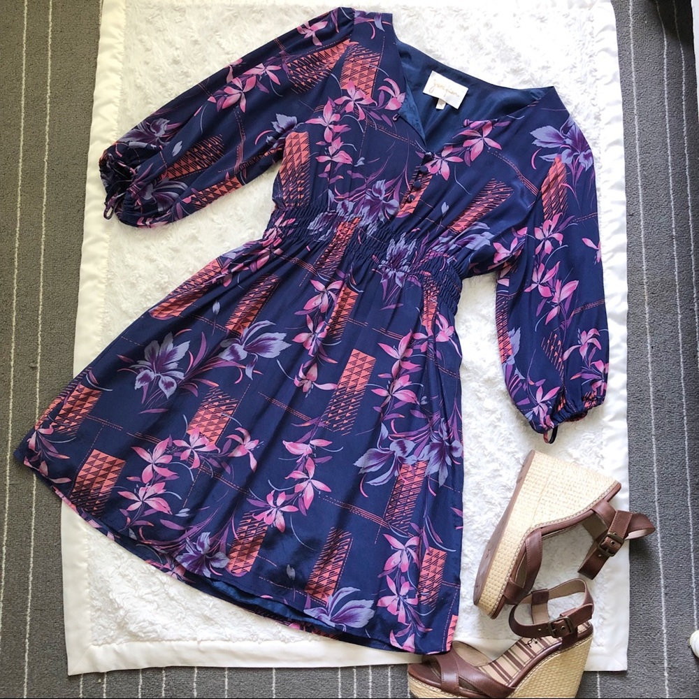 Yumi Kim Silk Floral and Geometric Print Dress